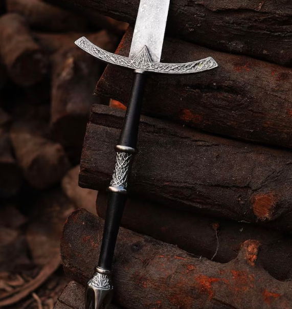 Damascus Sword, Viking Sword, Hand Forged Sword, Long Sword, Sword, Half-Tang Fantasy Sword, Larp Sword, Groomsmen Gift, Birthday Gift. - Image 4