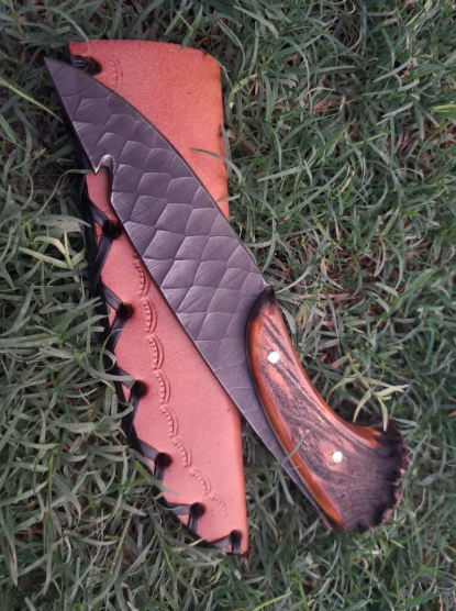 Handmade S30V Steel Guthook Hunting Knife: Deer Antler Handle, Leather Sheath